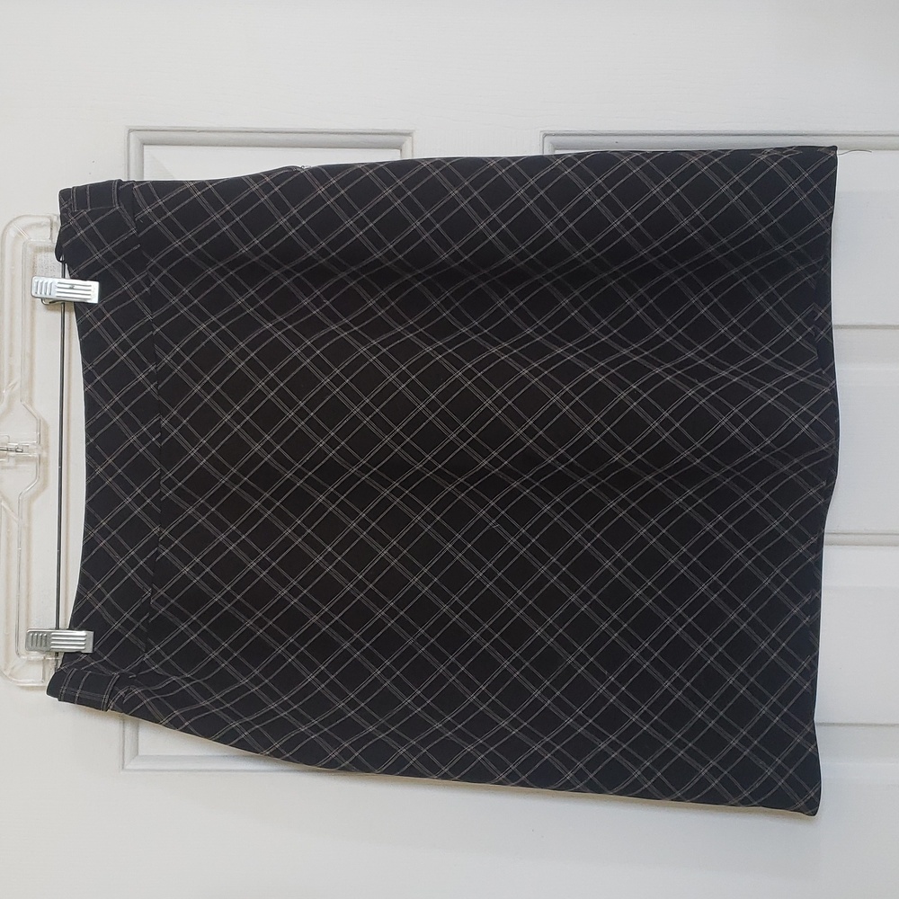 H&M Black Tan Plaid A‑Line Skirt | Classic Check Knee Length | Size 14 - Picture 5 of 11